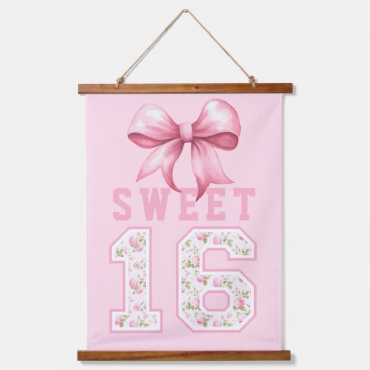 Roze Coquette Sweet 16 Universiteit Hangend Wandkleed (Voorkant)