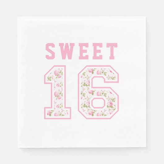 Roze Coquette Sweet 16 Universiteit Servet (Voorkant)