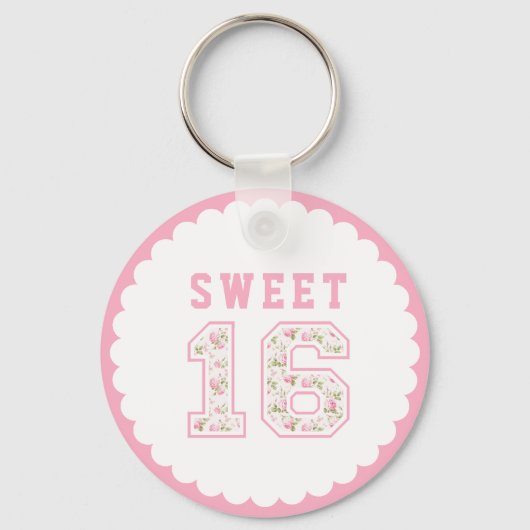 Roze Coquette Sweet 16 Universiteit Sleutelhanger (Voorkant)