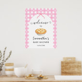 Roze Coquette Taart Baby Shower Welkom Poster (Keuken)