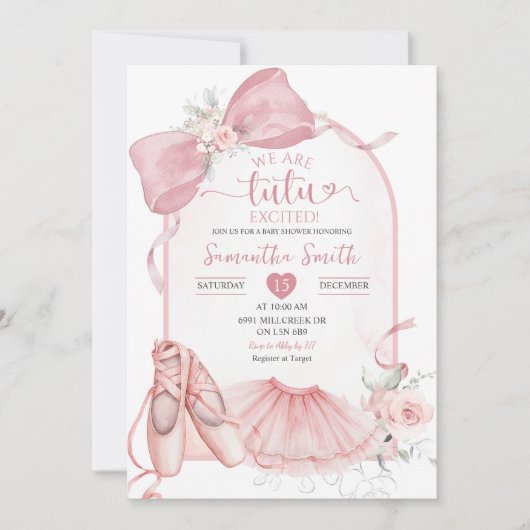 Roze Coquette Tutu Opgewonden Ballerina Baby showe Kaart (Voorkant)
