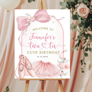 Roze Coquette Tweeling Cute Ballerina Verjaardag Poster