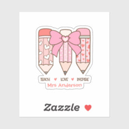 Roze Coquette Valentijnsdag Leraar Potlood Custom Sticker