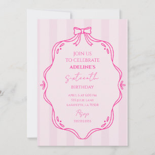 Roze Coquette verjaardagsfeest uitnodiging