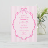 Roze Coquette verjaardagsfeest uitnodiging (Staand voorkant)