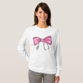 Roze Coquette Verpleegster Stethoscoop Boog T-shirt (Voorkant volledig)