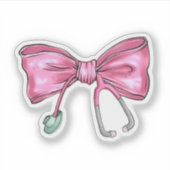 Roze Coquette Verpleegster Stethoscoop Bow Sticker (Voorkant)