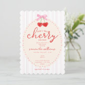 Roze Coquette Waterverf Cherry op Top Baby shower Kaart (Staand voorkant)