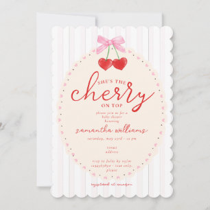 Roze Coquette Waterverf Cherry op Top Baby shower Kaart