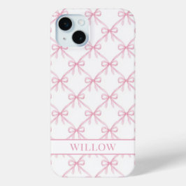 Roze Coquette Waterverf Strikken iPhone 15 Mini Hoesje