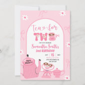Roze Coquette Whimsical Retro Tea 2e verjaardag Kaart (Voorkant)