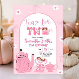 Roze Coquette Whimsical Retro Tea 2e verjaardag Kaart