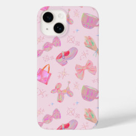 Roze Coquette Y2K Kitsch Lint Schoen Patroon Case-Mate iPhone 14 Hoesje