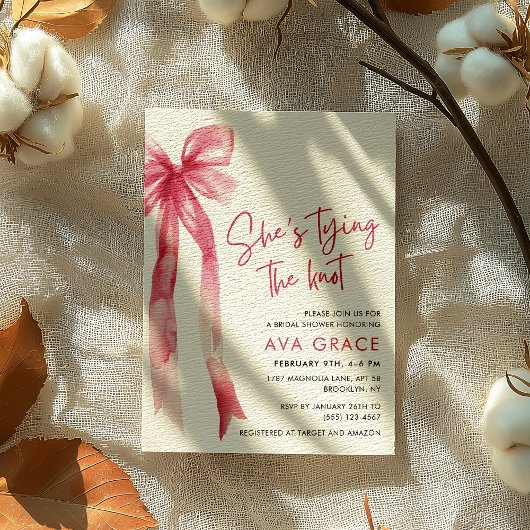 Roze Coquette Ze bindt het knoop Vrijgezellenfeest Kaart