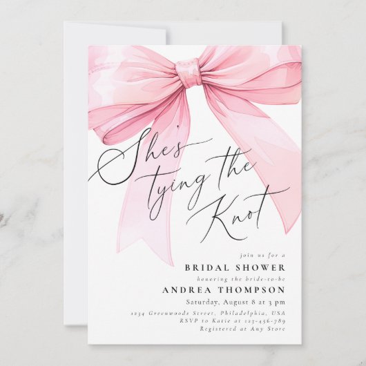 Roze Coquette Ze bindt het knoop Vrijgezellenfeest Kaart (Voorkant)