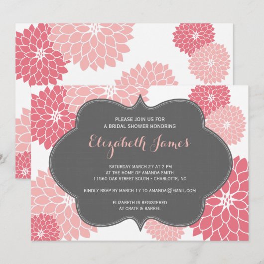 Roze Coral Dahlia Bridal Shower Kaart (Voorkant / Achterkant)