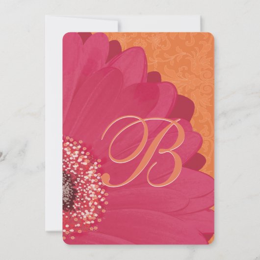 Roze Coral Gerber Daisy Wedding Uitnodiging (Achterkant)