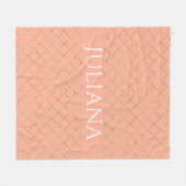  Roze Coral Gold Quatrefoil, speciaal gepersonalis Fleece Deken (Voorkant (Horizontaal))
