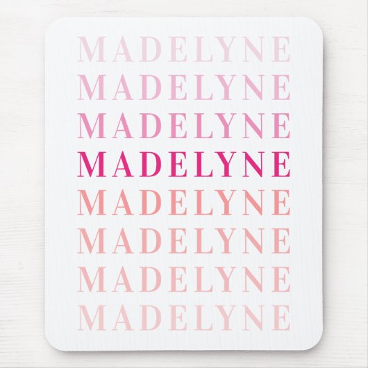 Roze Coral Typografie Aangepaste naam Muismat (Voorkant)