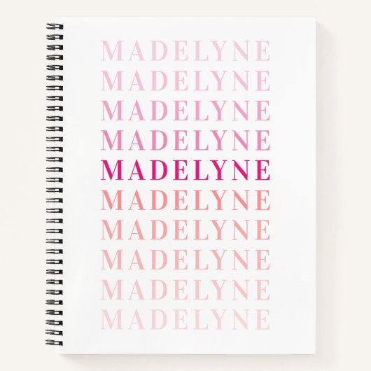 Roze Coral Typografie Aangepaste naam Notitieboek (Voorkant)