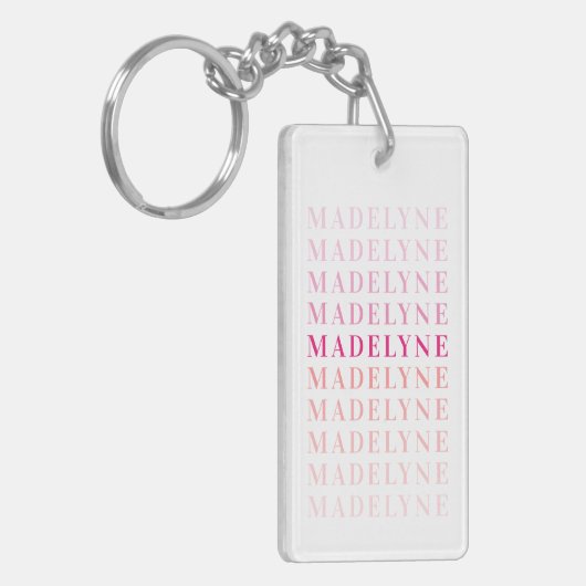 Roze Coral Typografie Aangepaste naam Sleutelhanger (Voorkant Links)