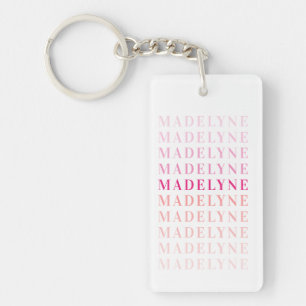 Roze Coral Typografie Aangepaste naam Sleutelhanger