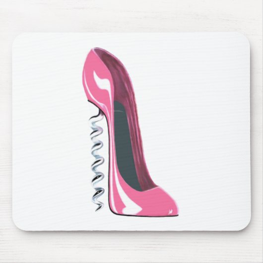 Roze Corkschroef High Hiel Stiletto Shoe Art Muismat (Voorkant)