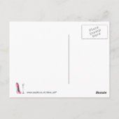 Roze Corkschroef Stiletto Shoe en Champagne Flute Briefkaart (Achterkant)