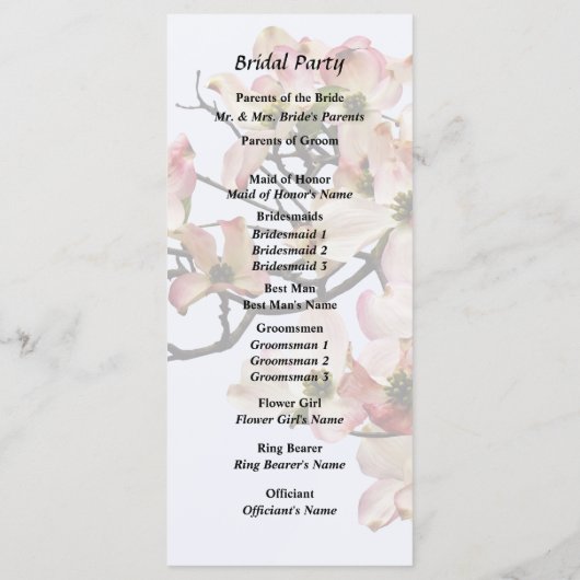 Roze Cornelietak Programmakaart (Achterkant)