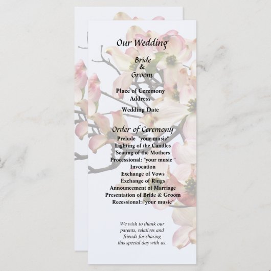 Roze Cornelietak Programmakaart (Voorkant / Achterkant)