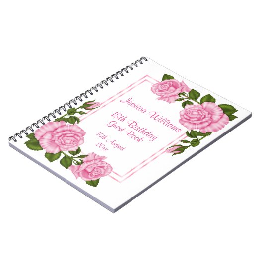  Roze Corner Bouquets 18th Birthday Notitieboek (Linkerzijde)