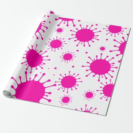 roze coronavirus cadeaupapier (Uitgerold)