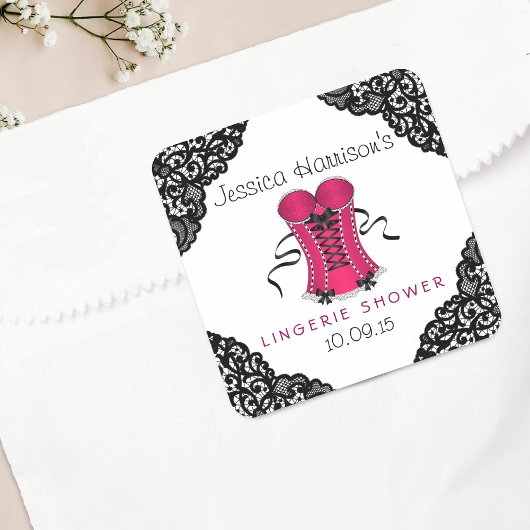 Roze corset en Stickers met zwarte luis
