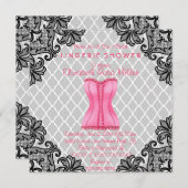 Roze corset en zwart Vrijgezellenfeest met lak Kaart (Voorkant / Achterkant)