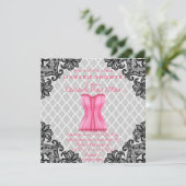 Roze corset en zwart Vrijgezellenfeest met lak Kaart (Staand voorkant)