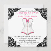 Roze corset en zwarte leace Lingerie Shower Kaart (Voorkant)