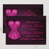 Roze Corset Lingerie Bruids Douche Uitnodiging (Voorkant / Achterkant)