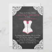 Roze corset White Lace Chalkboard Lingerie Shower Kaart (Voorkant)