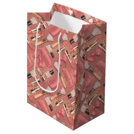 Roze Cosmetica Patroon Glitter Medium Cadeauzakje