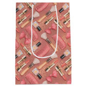 Roze Cosmetica Patroon Glitter Medium Cadeauzakje (Achterkant)
