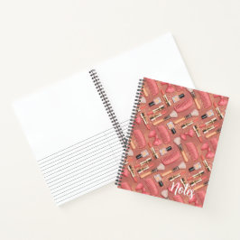 Roze Cosmetica Patroon Glitter Notitieboek