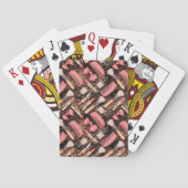 Roze Cosmetica Patroon Glitter  Pokerkaarten (Achterkant)