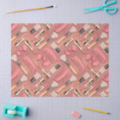 Roze Cosmetica Patroon Glitter Tissuepapier (Craft)