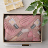 Roze Cosmetica Patroon Glitter Tissuepapier (Geschenk)