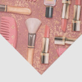 Roze Cosmetica Patroon Glitter Tissuepapier (Detail)
