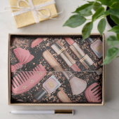 Roze Cosmetica Patroon Glitter  Tissuepapier (Geschenk)