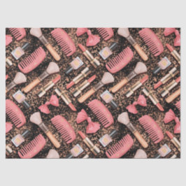 Roze Cosmetica Patroon Glitter Tissuepapier