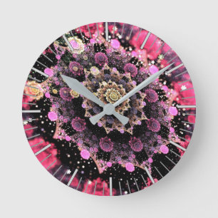 Roze Cosmic Burst Fractal Ronde Klok