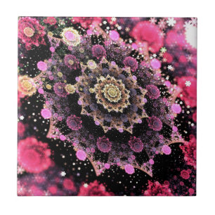 Roze Cosmic Burst Fractal Tegeltje