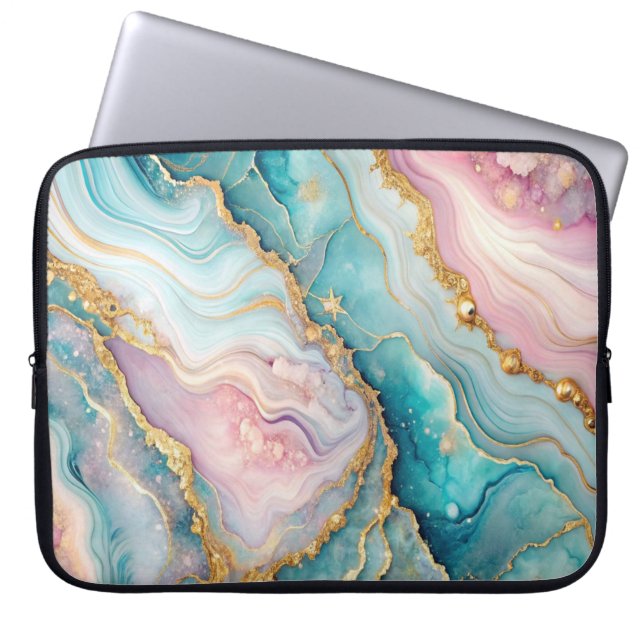 Roze Cosmic Laptop Bag met Cosmic Nebula Art Laptop Sleeve (Voorkant)